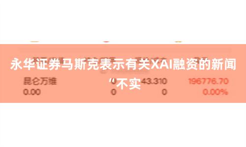 永华证券马斯克表示有关XAI融资的新闻“不实